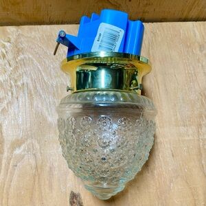 1 Light 6" Ceiling Clear Pineapple Glass Polished Brass Finish W/ Ceiling Box